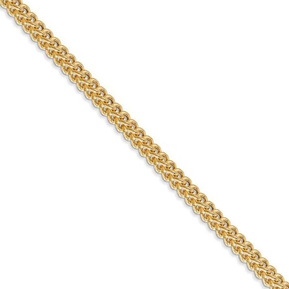3mm 14k Yellow Gold Hollow Franco Chain Necklace, 18 Inch - Picture 1 of 8